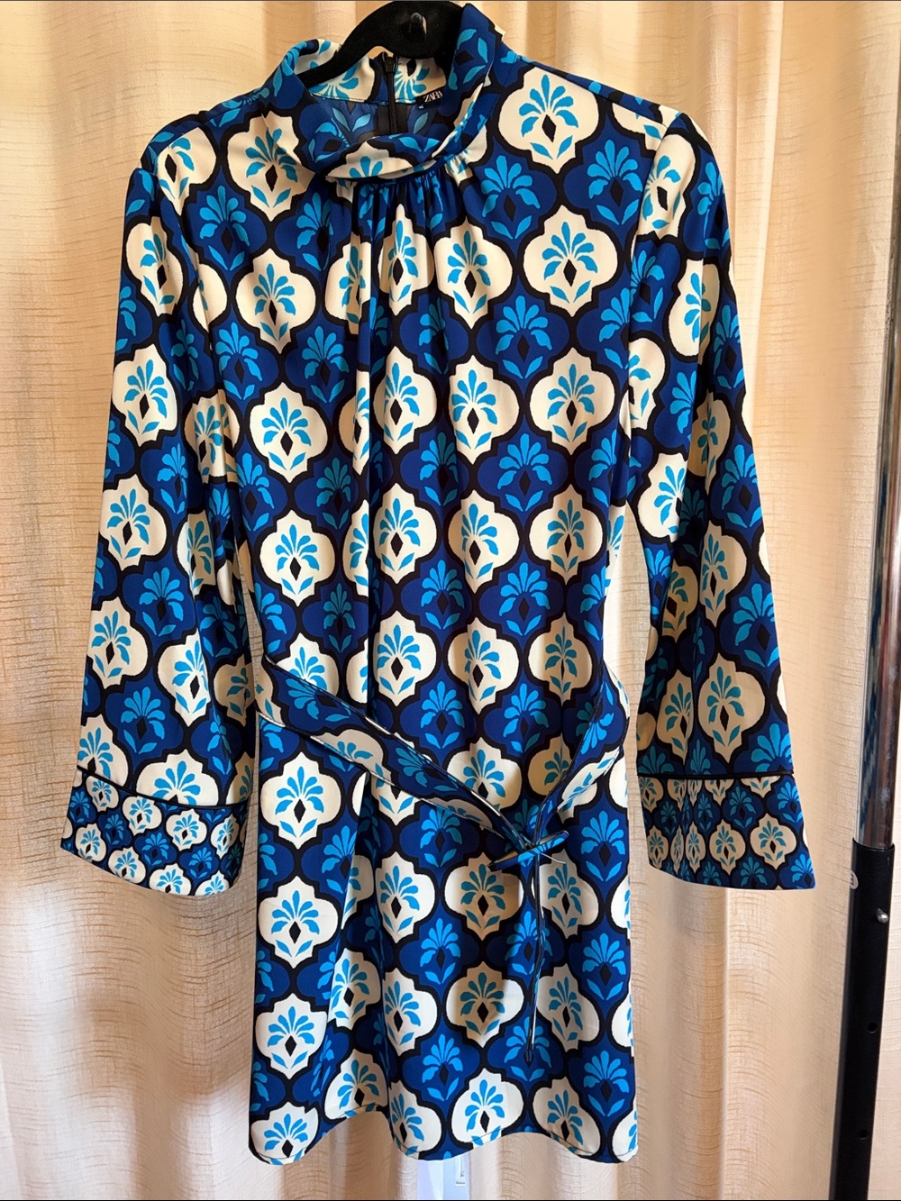 Zara Blue and White Floral Print Dress